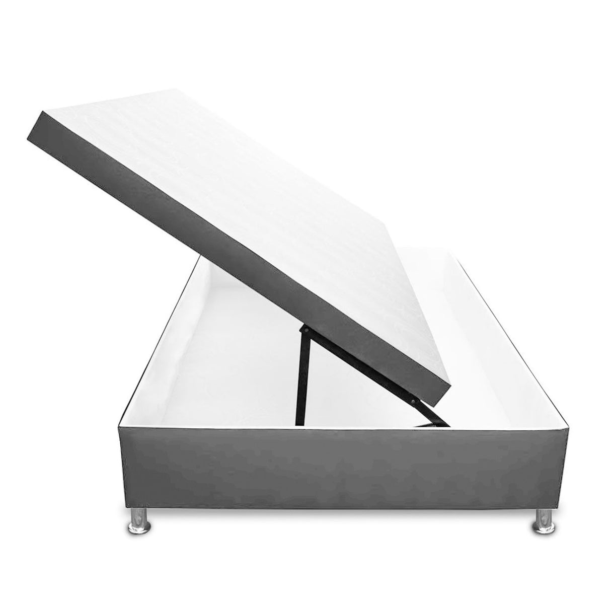 Cama Baúl Gris 100x43Cm Para Cochón Sencillo 100 X 190 Cm de Apertura Horizontal - CAMAS | Bylmo