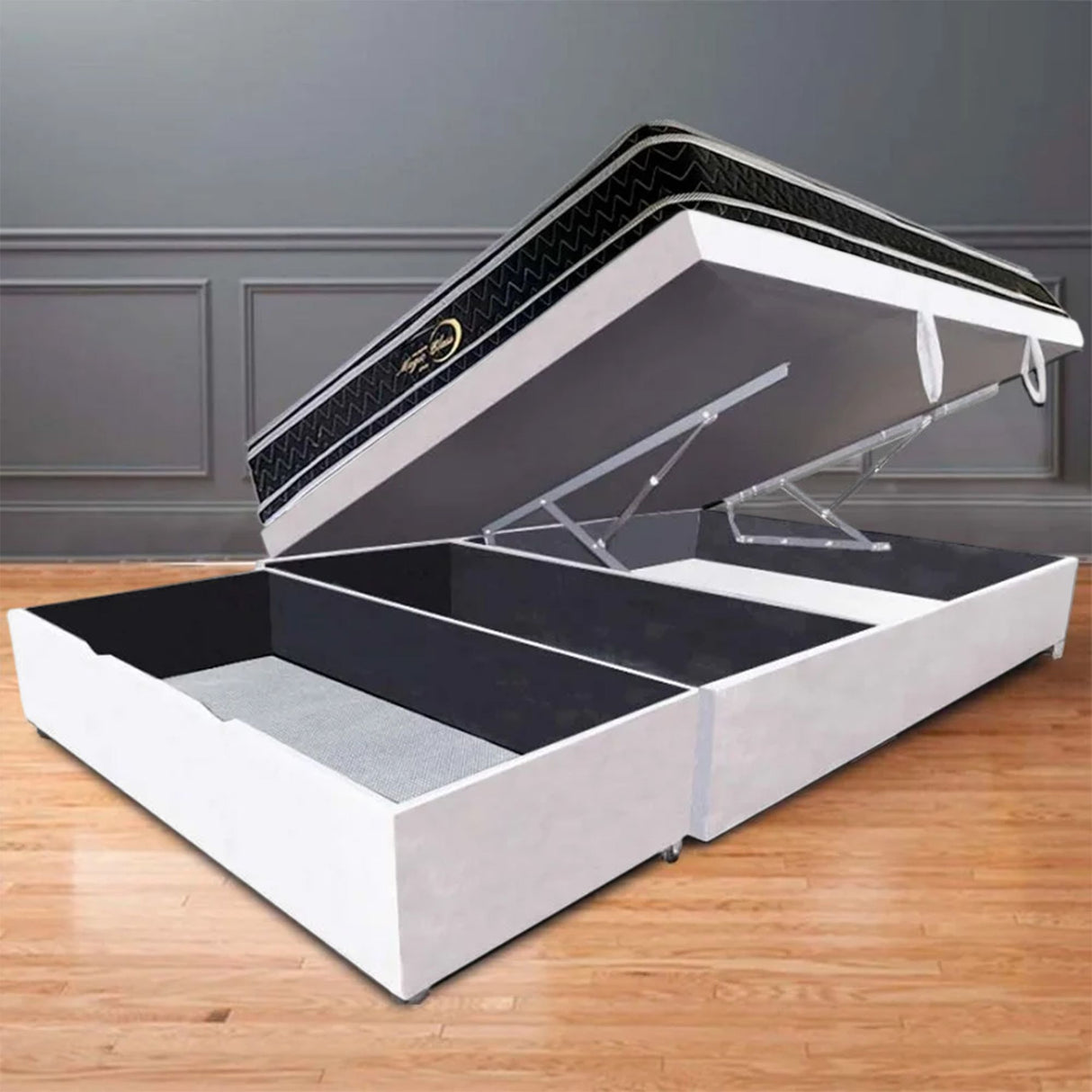 Cama Baúl Sall Blanco 100x43Cm Para Cochón Sencillo 100 X 190 Cm Con Cajones - CAMAS | Bylmo