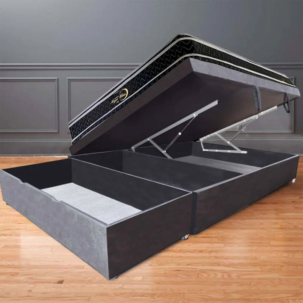 Cama Baúl Sall Gris 120x43Cm Para Cochón Semidoble 120 X 190 Cm Con Cajones - CAMAS | Bylmo