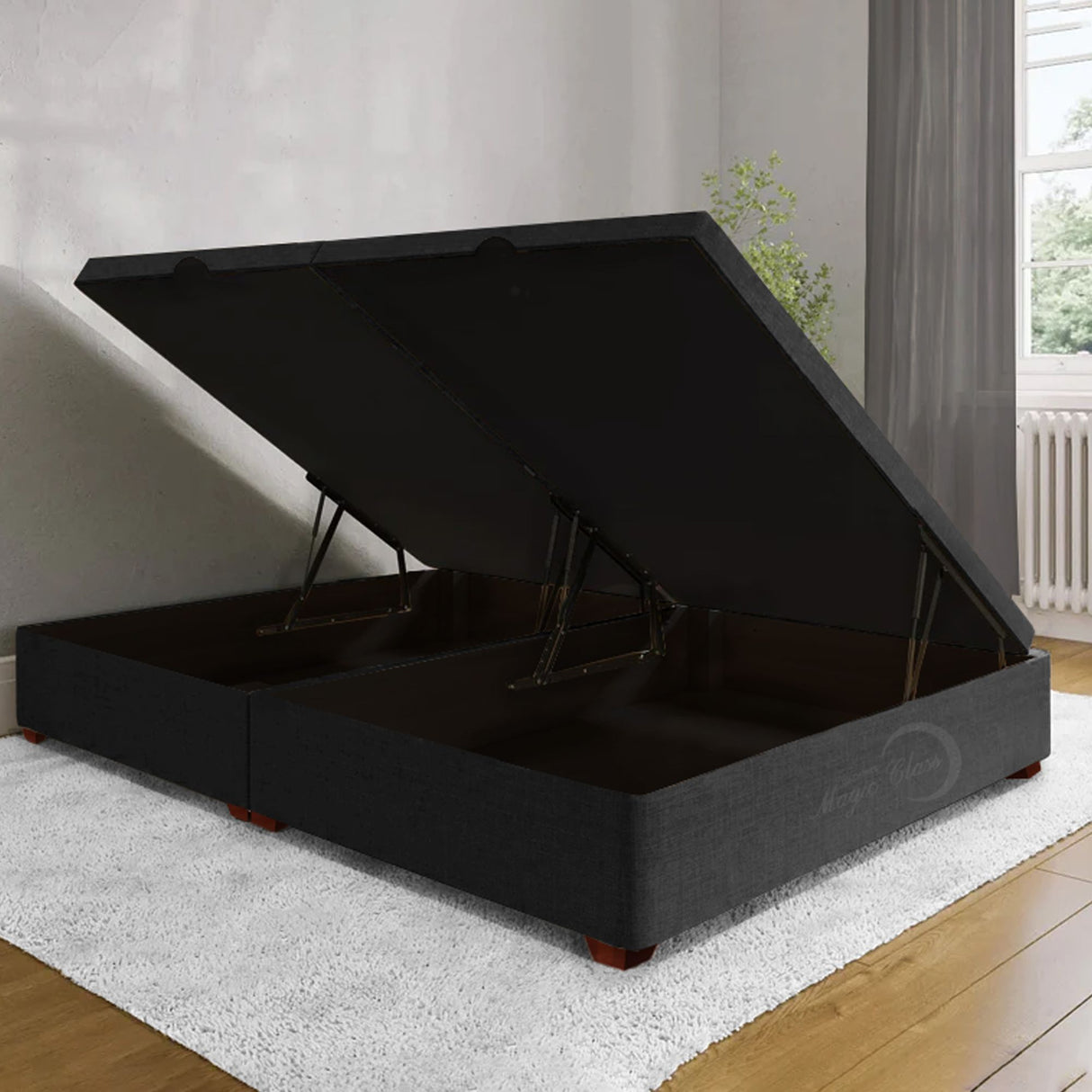 Cama Baúl Negro 140x43Cm Para Cochón Doble 140 X 190 Cm de Apertura Hidráulica - CAMAS | Bylmo