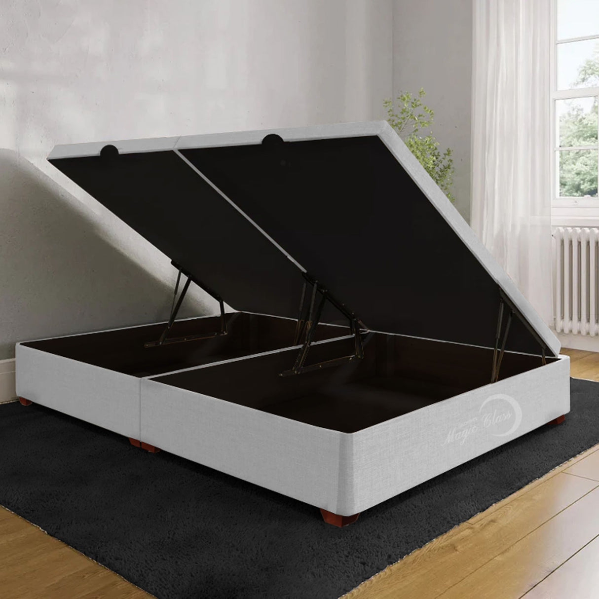 Cama Baúl Blanco 160x43Cm Para Cochón Queen 160 X 190 Cm de Apertura Hidráulica - CAMAS | Bylmo