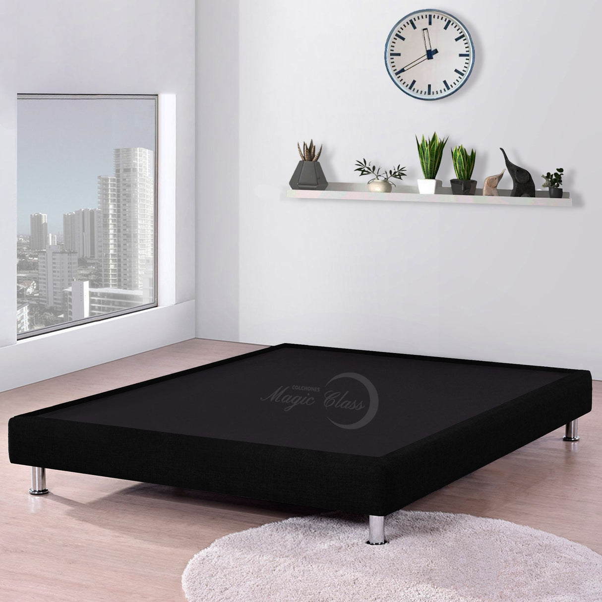 Base Cama Negro 140x30Cm Para Cochón Doble 140 X 190 Cm Con Pestaña - CAMAS | Bylmo
