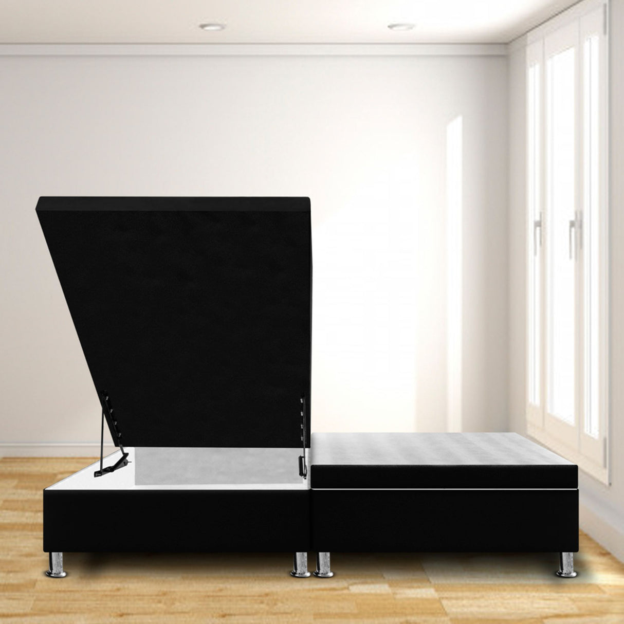 Cama Baúl Negro 140x43Cm Para Cochón Doble 140 X 190 Cm Dividida - CAMAS | Bylmo