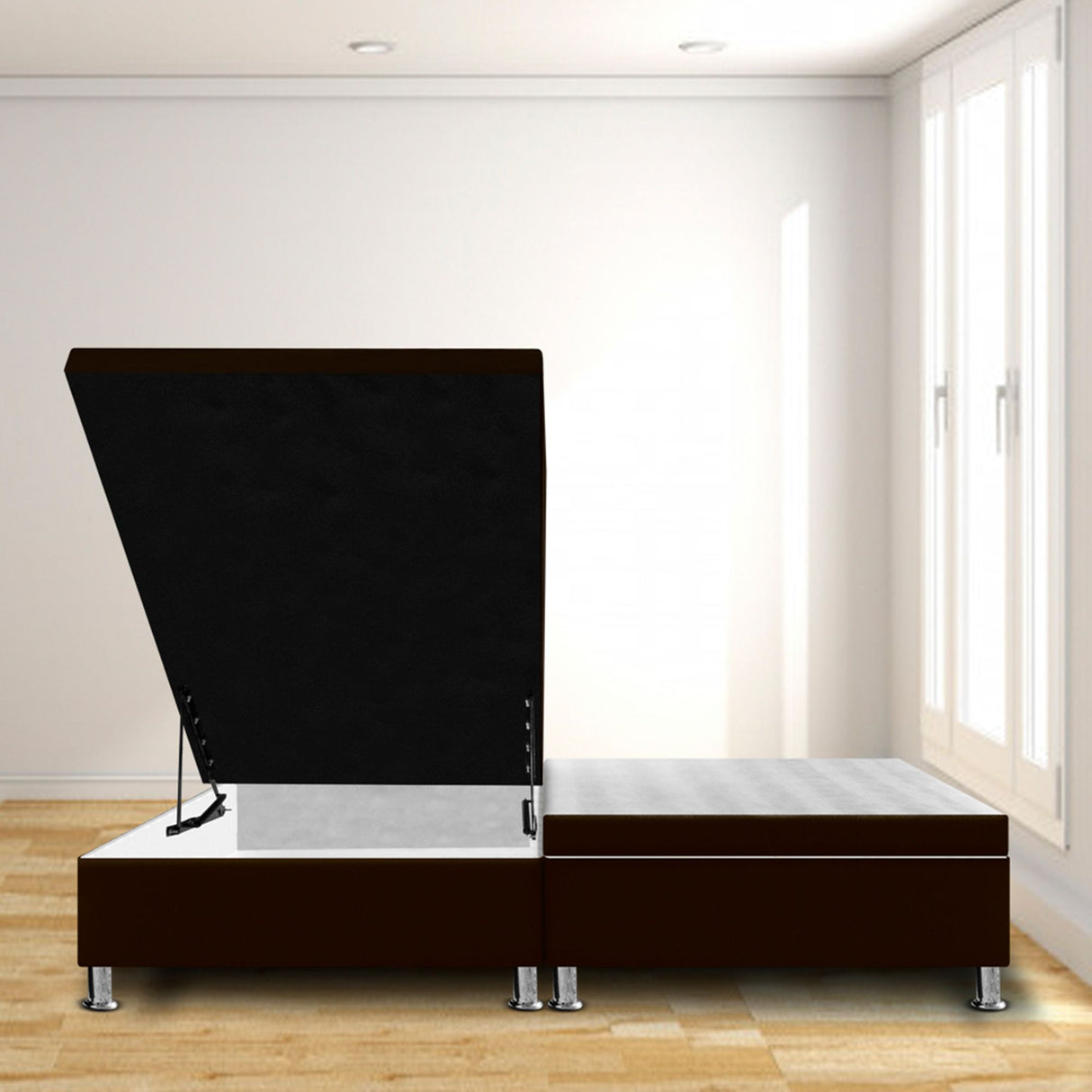 Cama Baúl Cafe 160x43Cm Para Cochón Queen 160 X 190 Cm Dividida - CAMAS | Bylmo