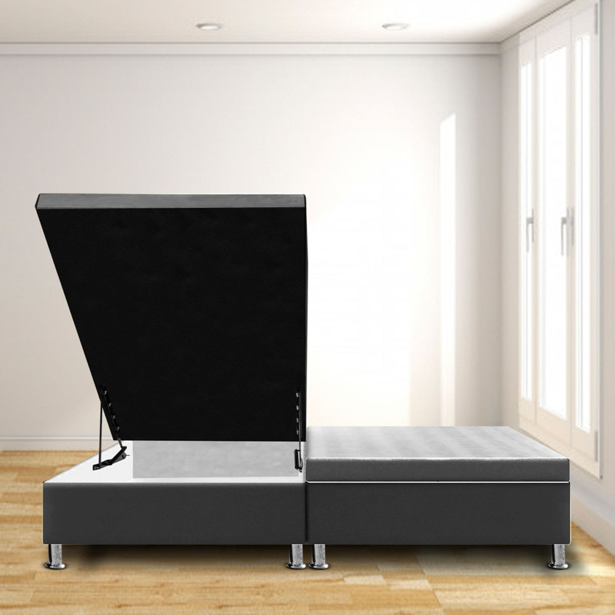 Cama Baúl Gris 200x43Cm Para Cochón King 200 X 200 Cm Dividida - CAMAS | Bylmo