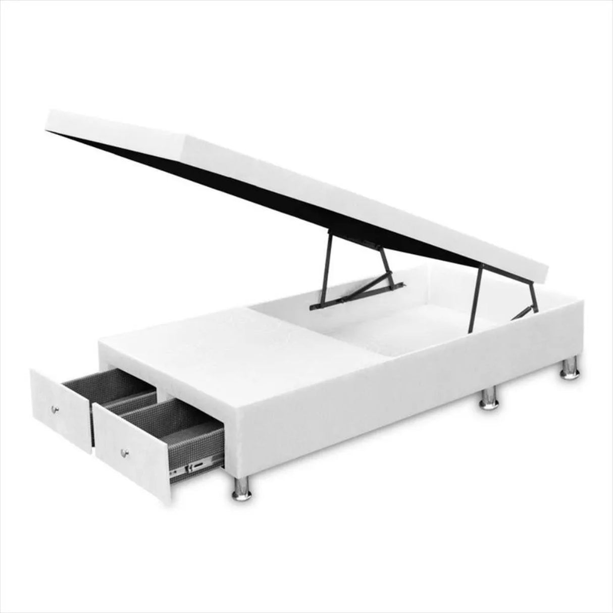 Cama Baúl Blanco 90x43Cm Para Cochón Sencillo 90 X 190 Cm con Cajones - CAMAS | Bylmo