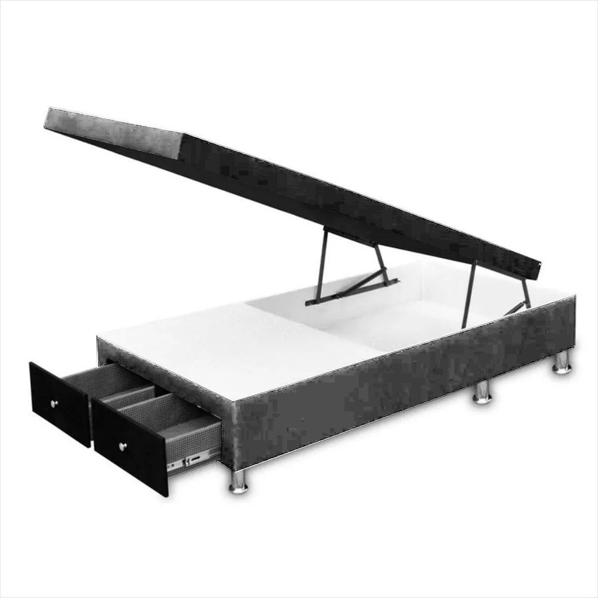 Cama Baúl Gris 100x43Cm Para Cochón Sencillo 100 X 190 Cm con Cajones - CAMAS | Bylmo