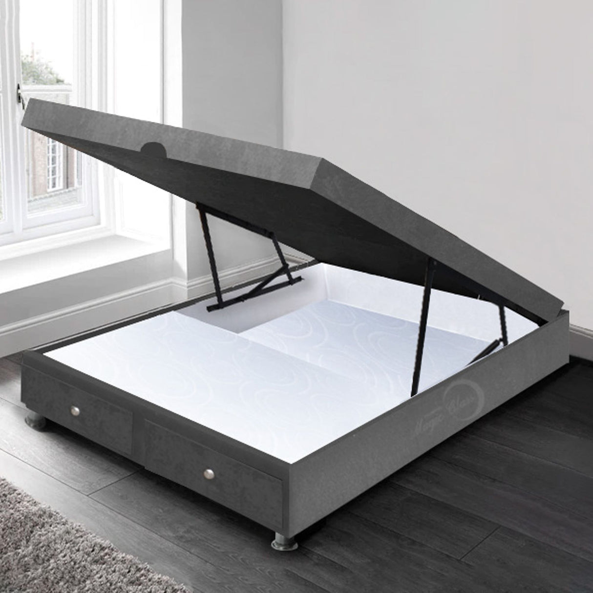 Cama Baúl Gris 120x43Cm Para Cochón Semidoble 120 X 190 Cm con Cajones - CAMAS | Bylmo