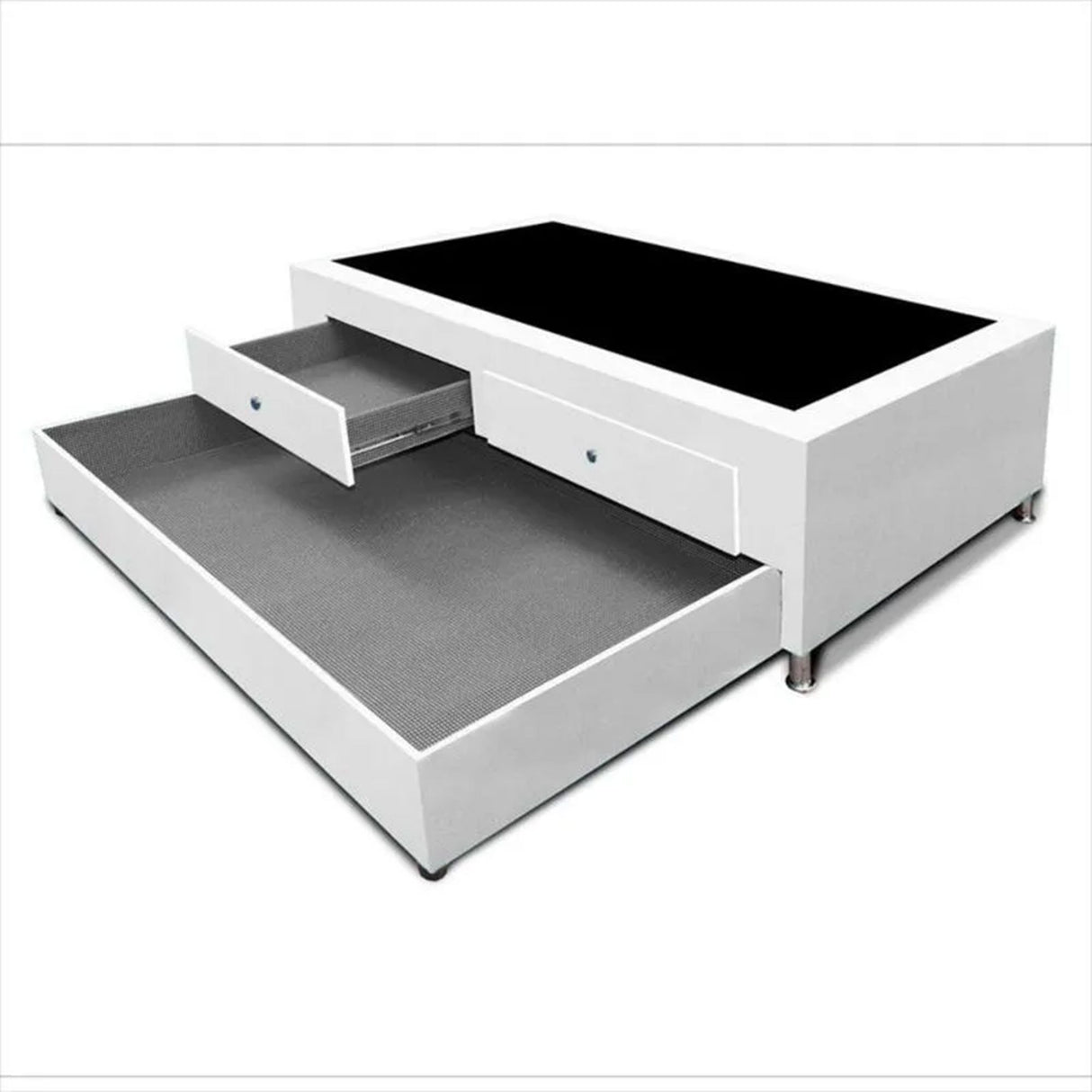 Cama Nido Blanco 90x60Cm Para Cochón Sencillo 90 X 190 Cm Con Baúl y Cajones - CAMAS | Bylmo