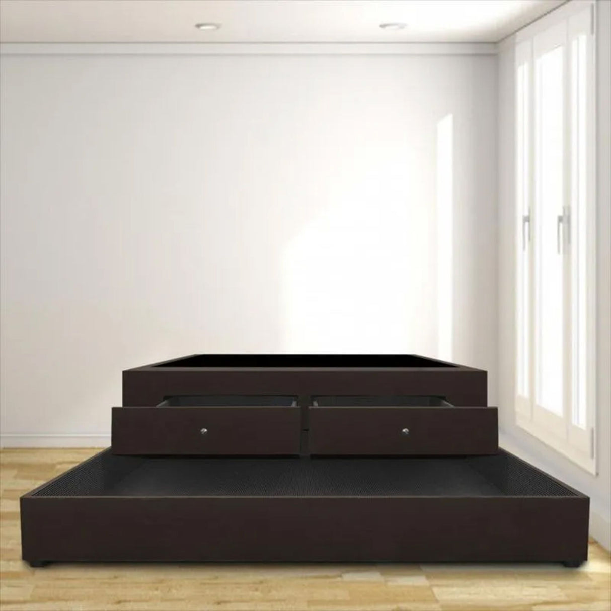 Cama Nido Cafe 90x60Cm Para Cochón Sencillo 90 X 190 Cm Con Baúl y Cajones - CAMAS | Bylmo