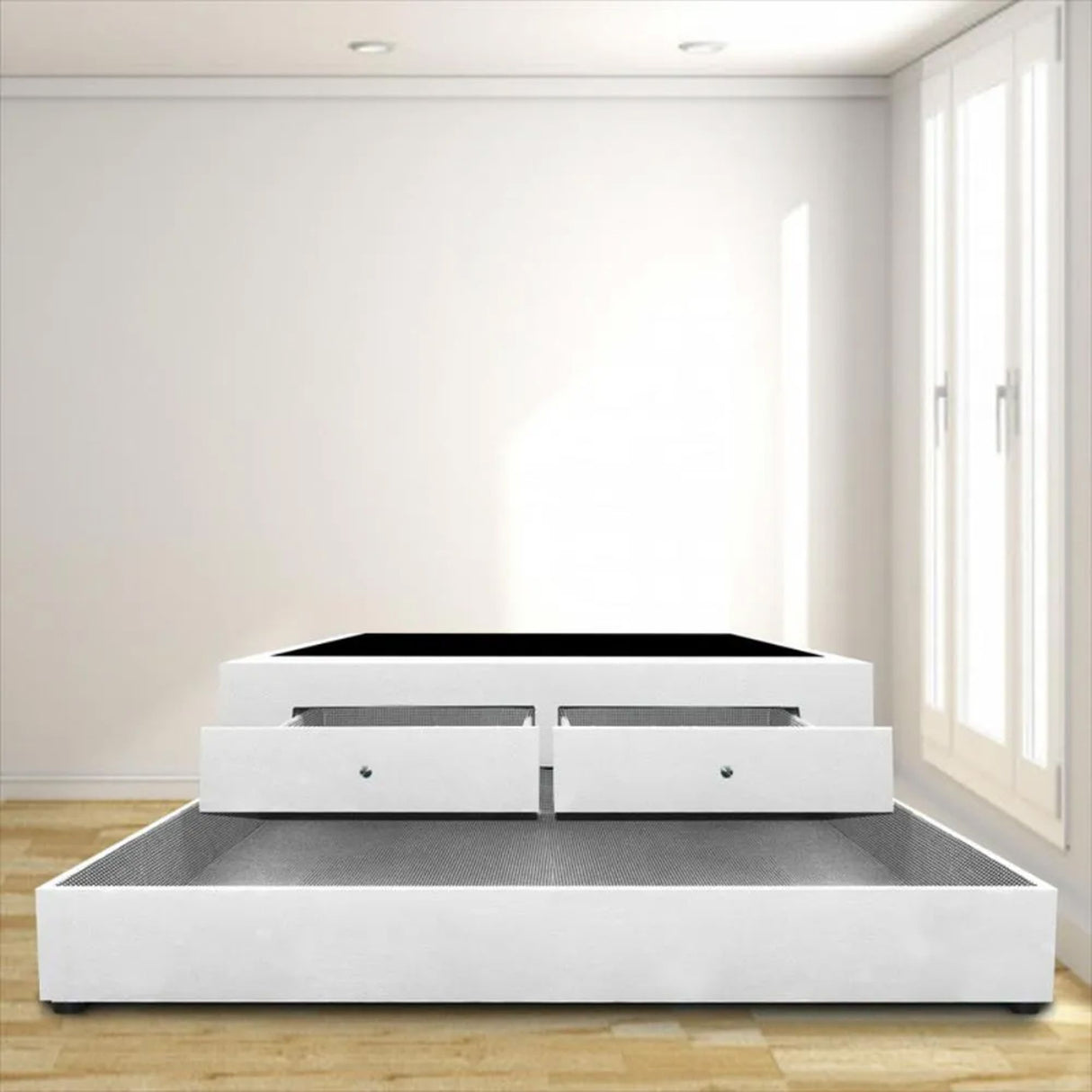 Cama Nido Blanco 100x60Cm Para Cochón Sencillo 100 X 190 Cm Con Baúl y Cajones - CAMAS | Bylmo