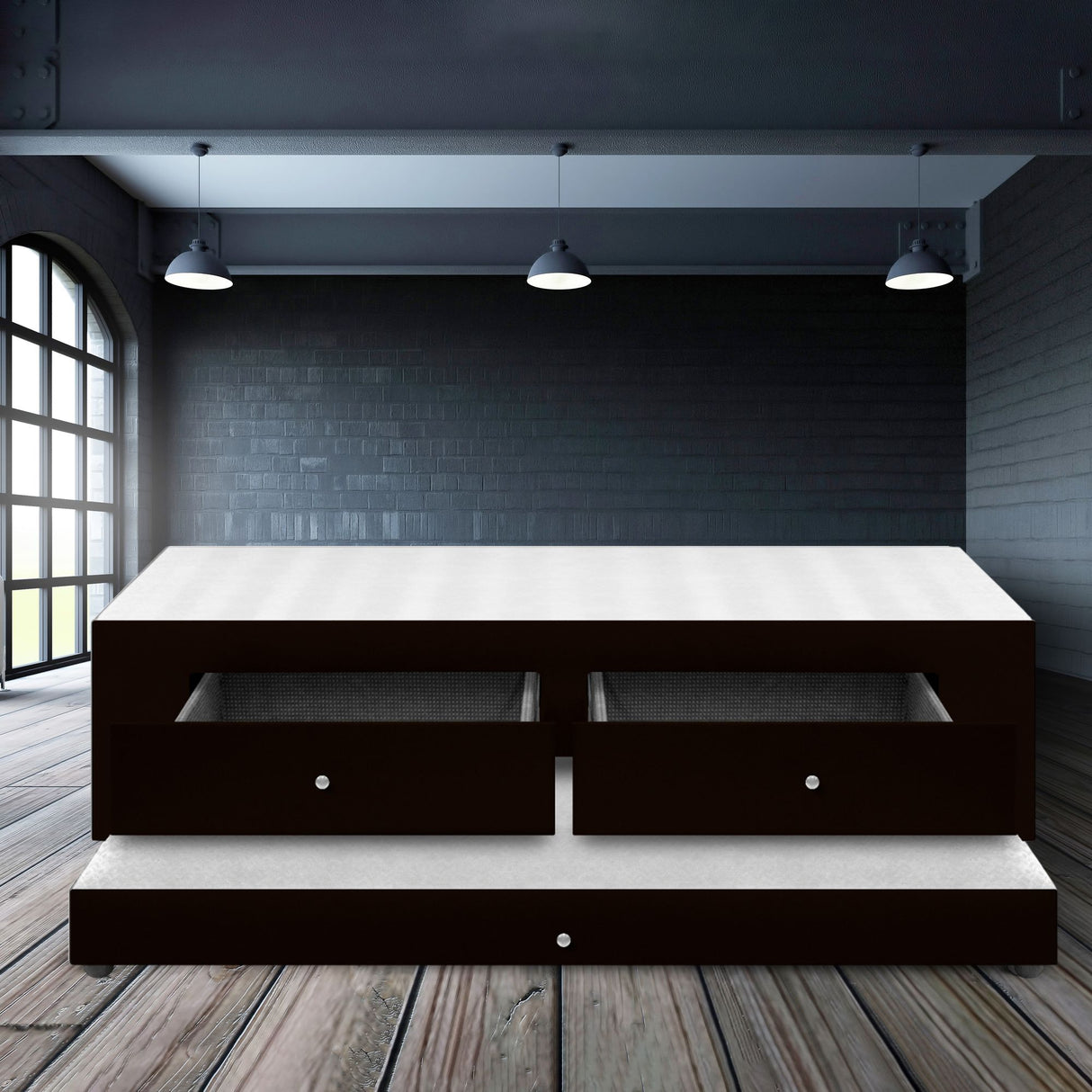 Cama Nido Duplex Cafe 140x60Cm Para Cochón Doble 140 X 190 Cm Con Cajones - CAMAS | Bylmo