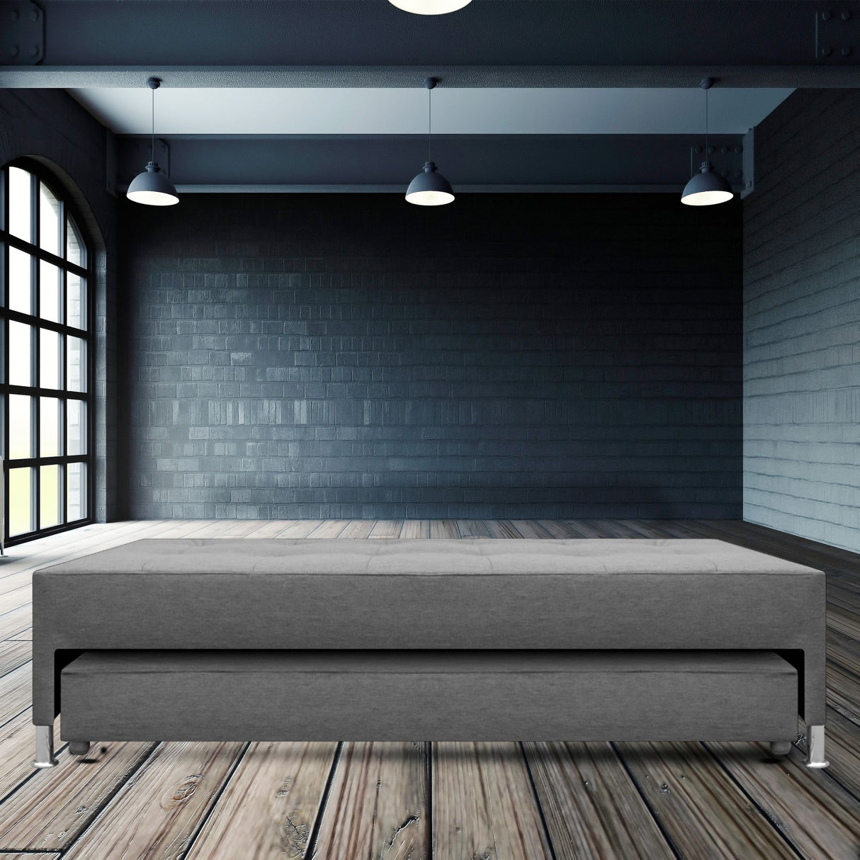 Cama Nido Duplex Jafar Gris 100x48Cm Para Cochón Sencillo 100 X 190 Cm con Colchones Incorporados - CAMAS | Bylmo