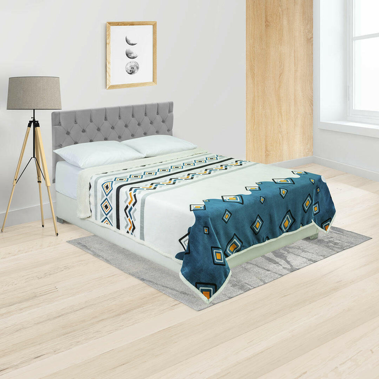 Cobija Ovejera Blanco 180x250cm Rombos Extrasuave - COBIJAS Y MANTAS | Bylmo