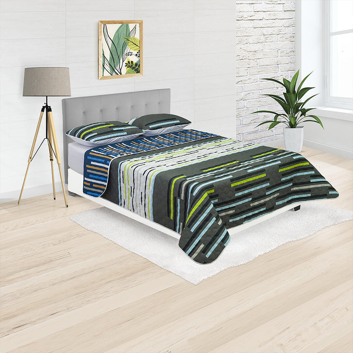 Cubrelecho Termosellado Azul Oscuro 140x190cm Doble Faz de Hexagonos - TENDIDOS Y CUBRELECHOS | Bylmo