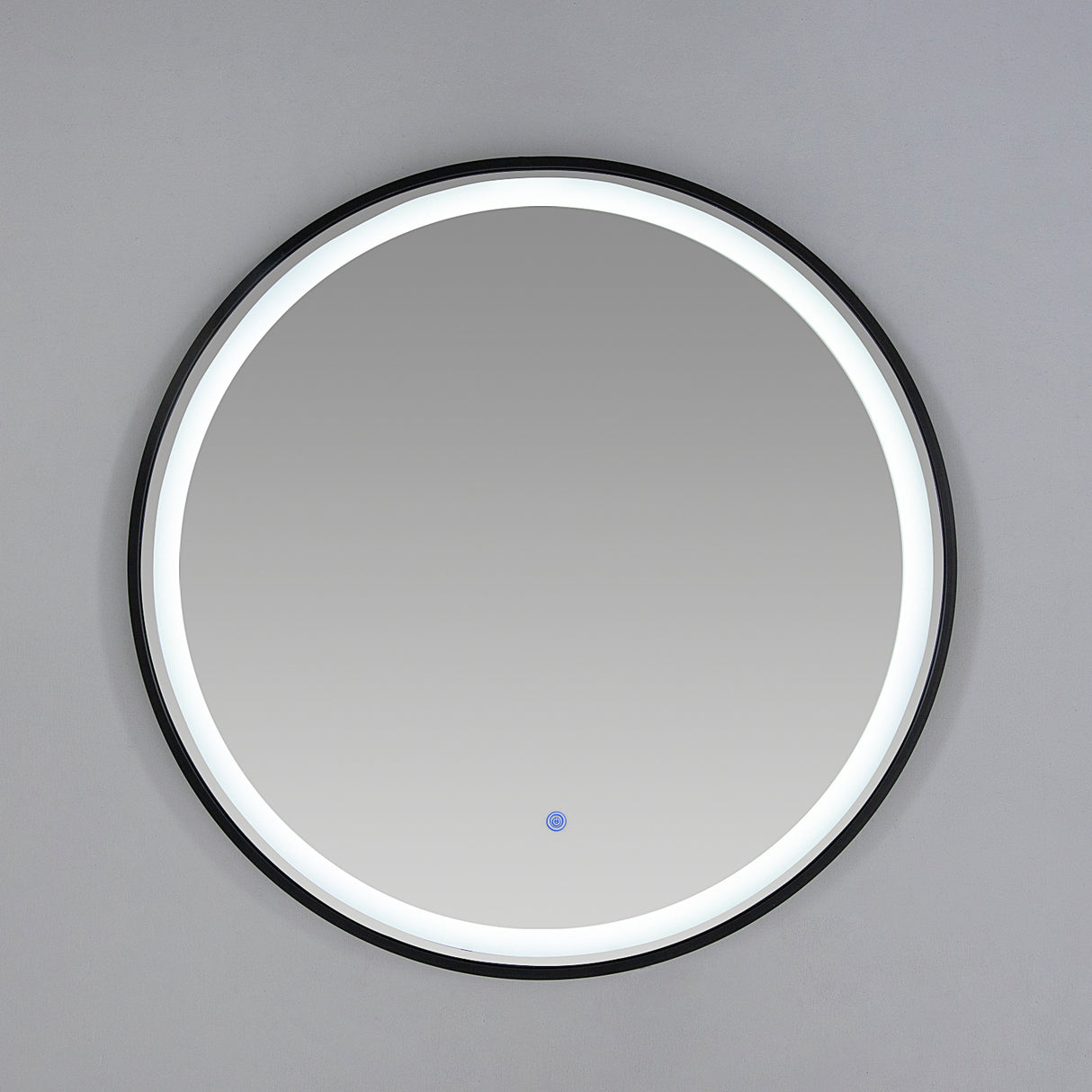 Espejo de Baño 80x80cm Redondo con Marco Metalico Negro y con Sistema Led Touch - ESPEJOS DE BANHO | Bylmo