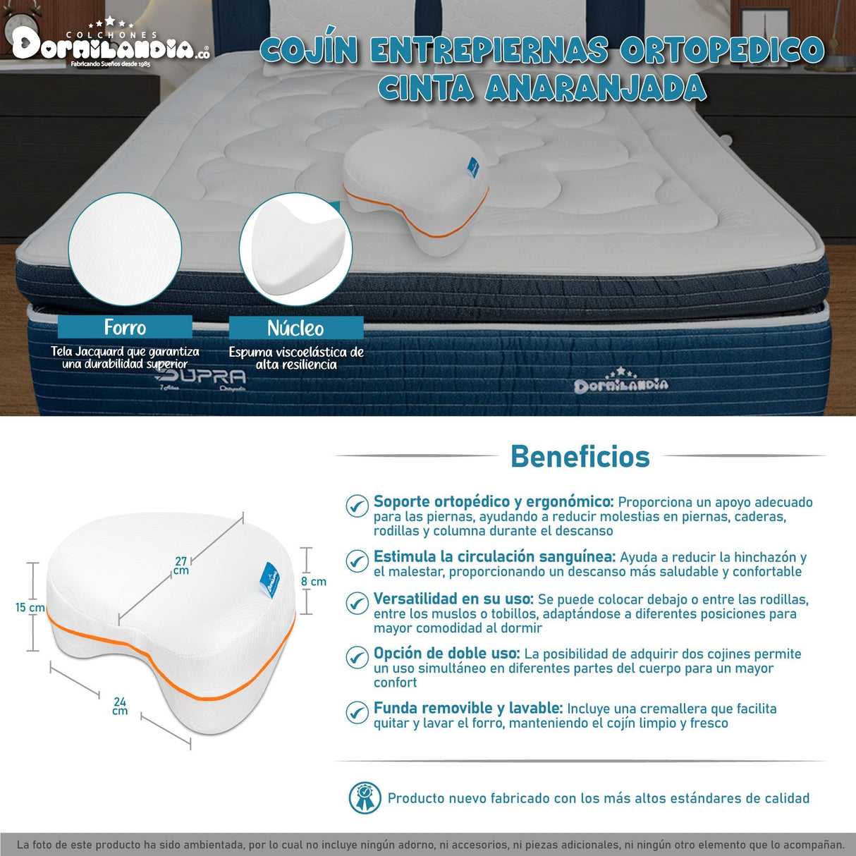Cojín Para la Entrepierna Blanco y Naranja Ovalado Hipoalergénico - COJINES | Bylmo