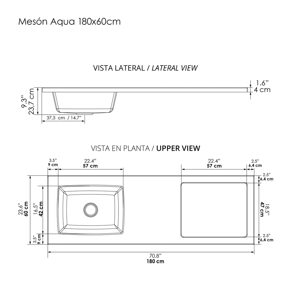 Cocina Ambar Blanco y Soder 180x213cm Con Meson de Marmol Sintético y Estufa - COCINAS | Bylmo