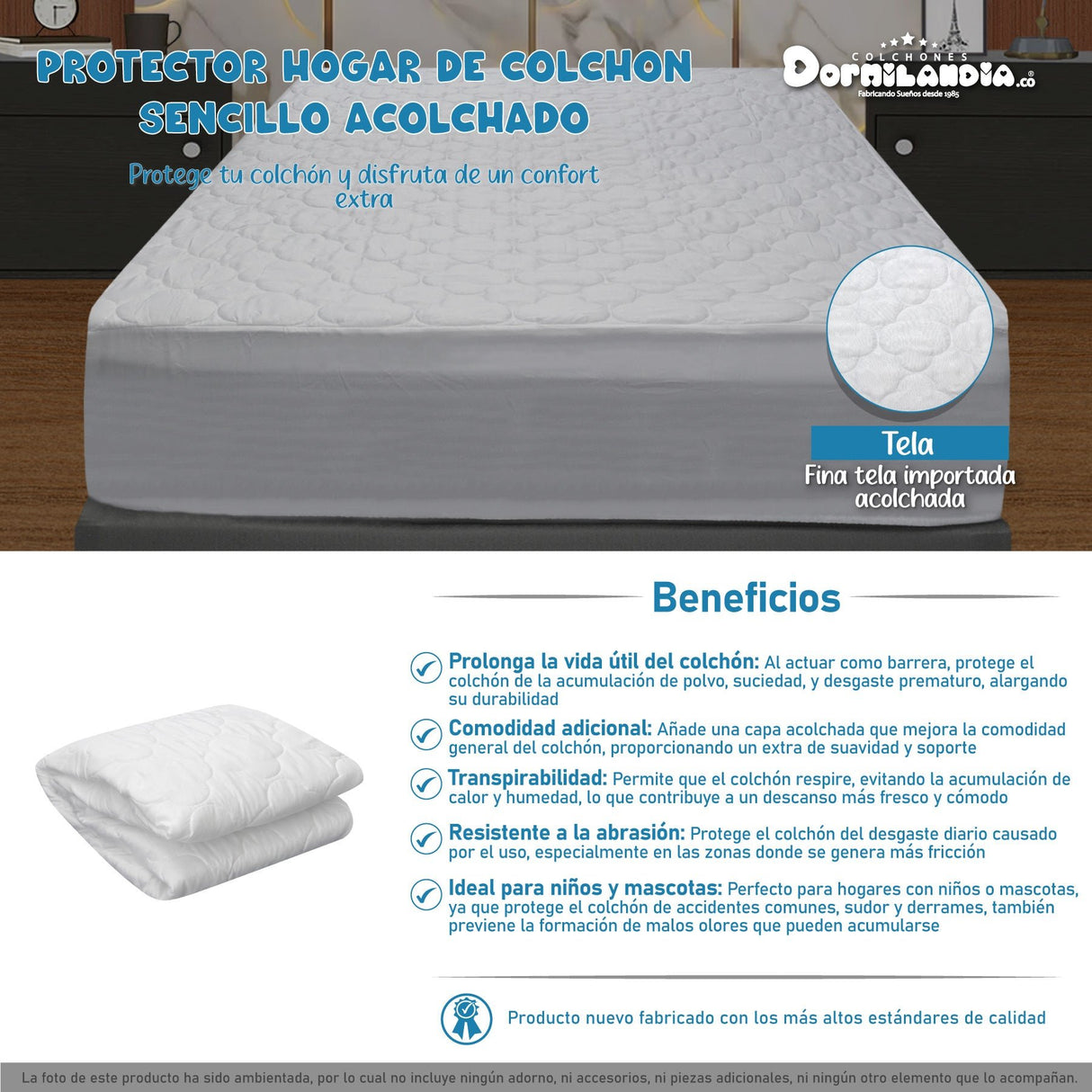 Protector de Colchón Blanco 100x190cm Acolchado - PROTECTORES DE COLCHON | Bylmo