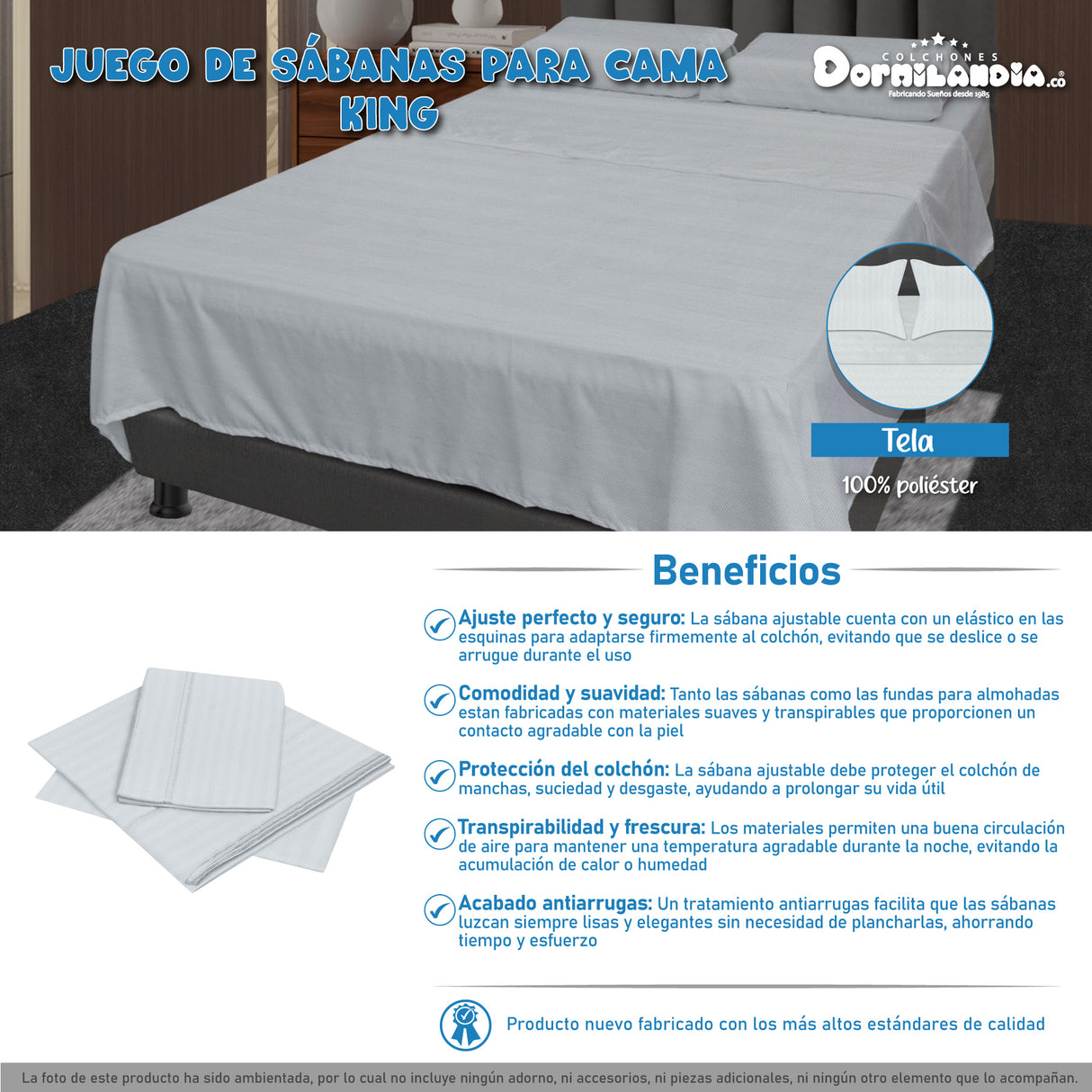 Juego de Sabanas Blanco para Cama King 200 X 200 Cm Hipoelergénicas y Antiácaros - SABANAS | Bylmo