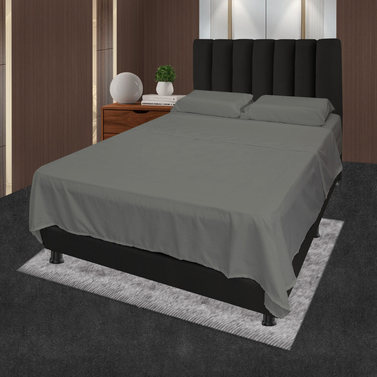 Juego de Sabanas Gris para Cama Doble 140 X 190 Cm Hipoelergénicas y Antiácaros - SABANAS | Bylmo