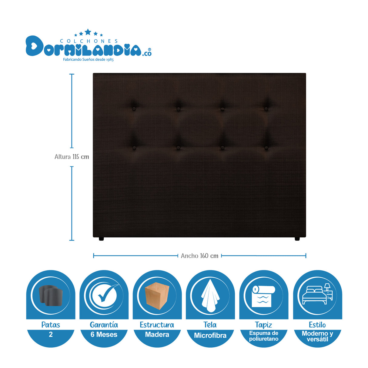 Combo Base Cama Dividida y Cabecero Dublín Cafe 160x190cm Con Patas - CAMAS | Bylmo