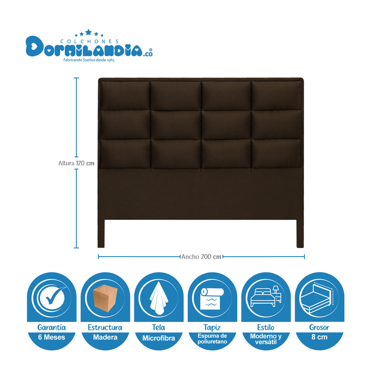 Combo Base Cama Dividida y Cabecero Londres Cafe 200x200cm Con Patas - CAMAS | Bylmo