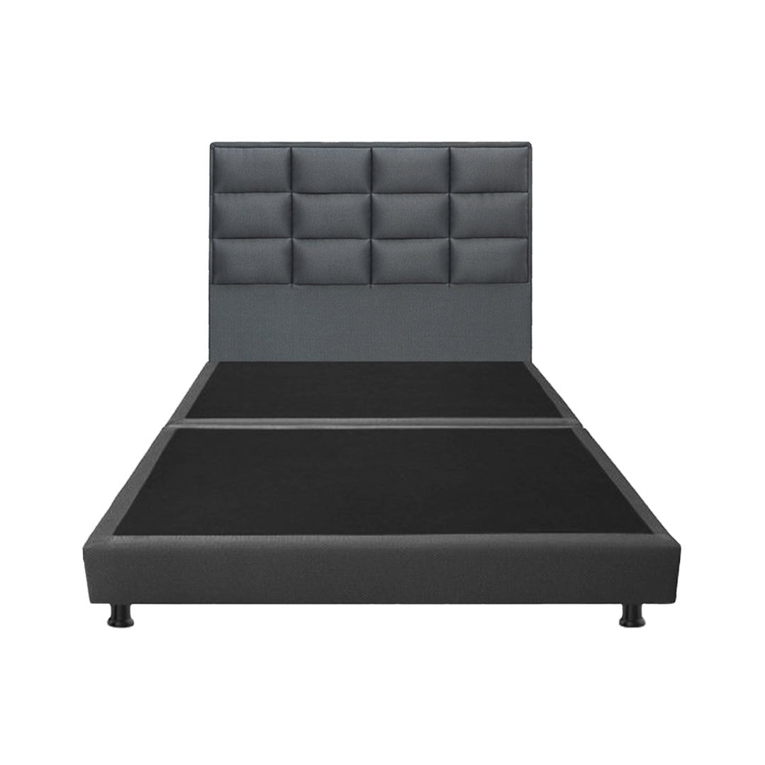 Combo Base Cama Dividida y Cabecero Londres Gris 140x190cm Con Patas - CAMAS | Bylmo