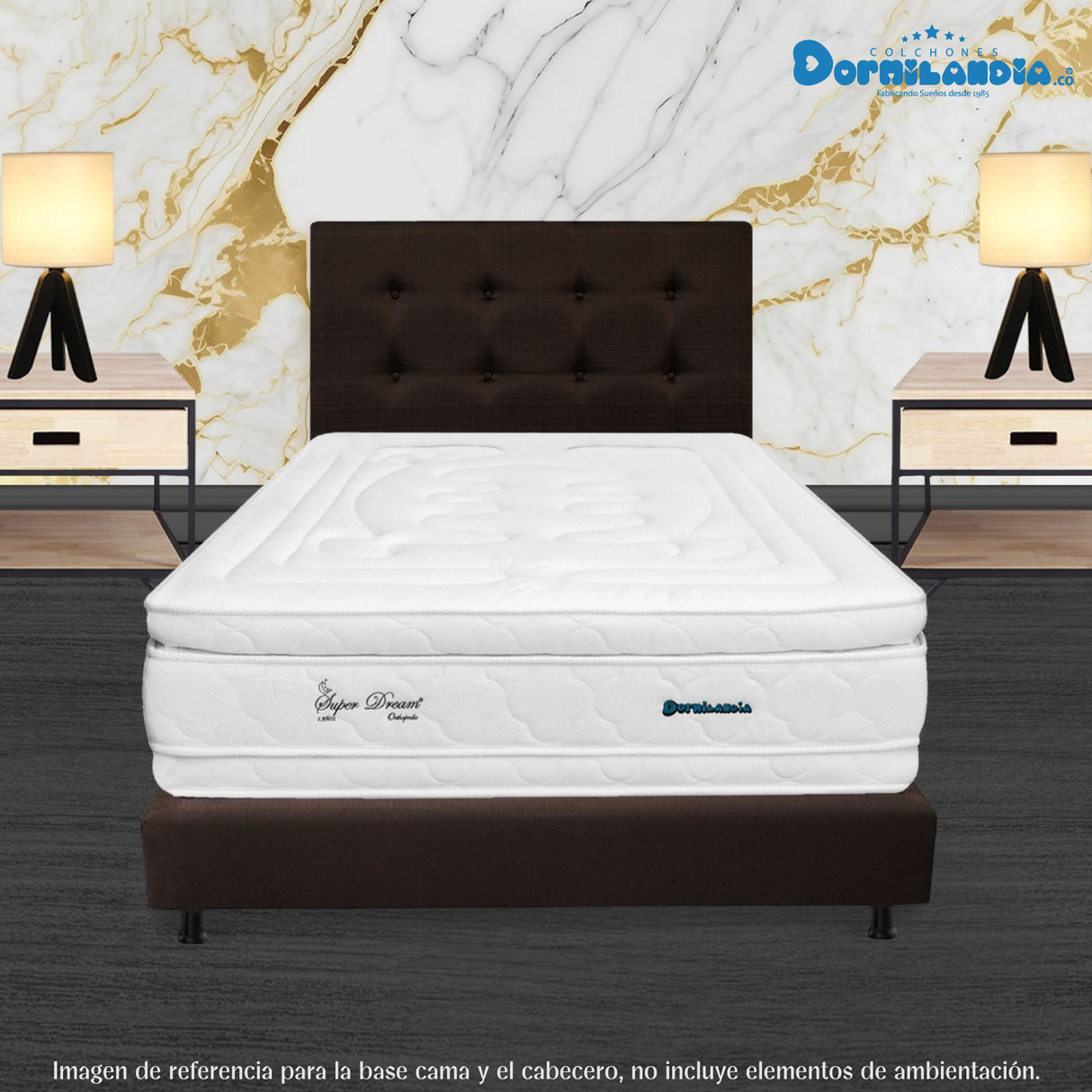 Combo Base Cama y Cabecero Dublín Cafe 100x190cm Con Patas - CAMAS | Bylmo