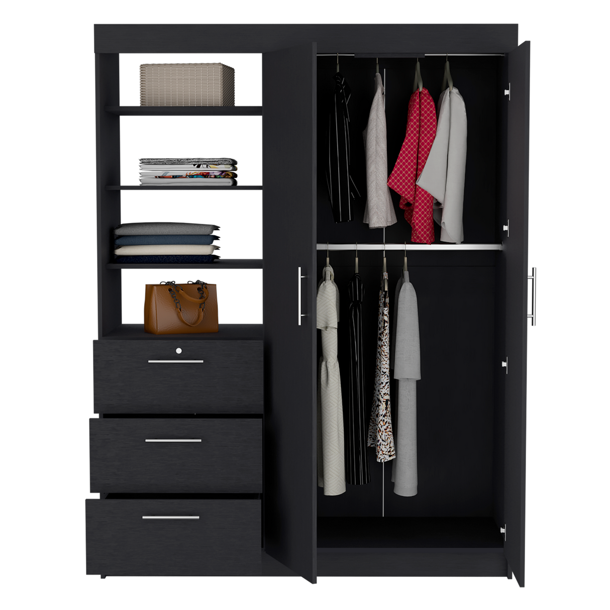 Closet Kenya Wengue 150x200.75cm Con Tres Cajones y Dos Puertas - CLOSETS | Bylmo