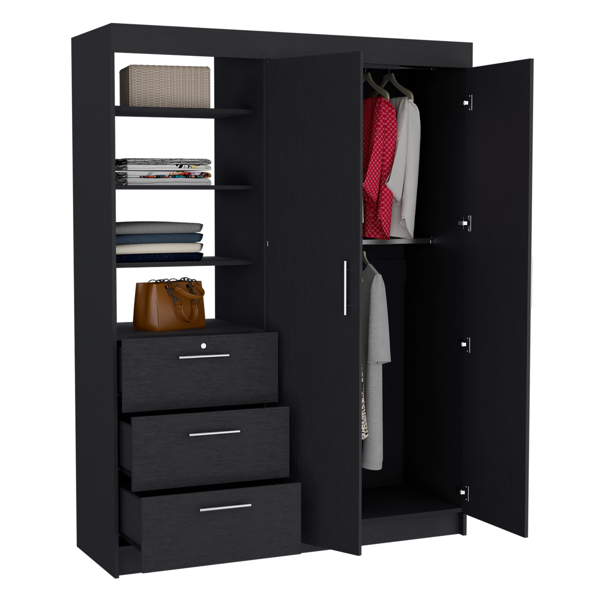 Closet Kenya Wengue 150x200.75cm Con Tres Cajones y Dos Puertas - CLOSETS | Bylmo
