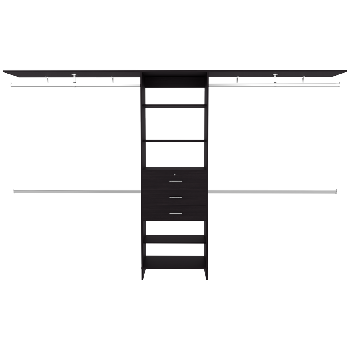 Closet Plego Wengue 300x187.7cm Con Tres Cajones y Sin Puertas - CLOSETS | Bylmo