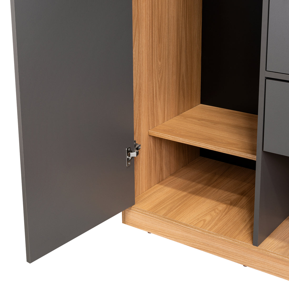 Closet Alder Plomo y Fresno Europeo 90.1x180cm Con Un Cajón y Dos Puertas - CLOSETS | Bylmo