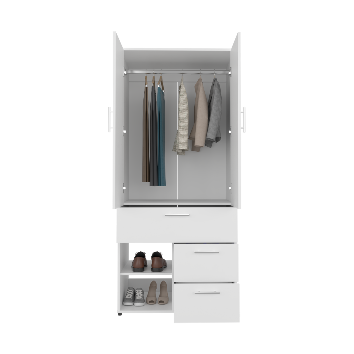Closet Alpine Blanco 80.2x179.6cm Con Tres Cajones y Dos Puertas - CLOSETS | Bylmo