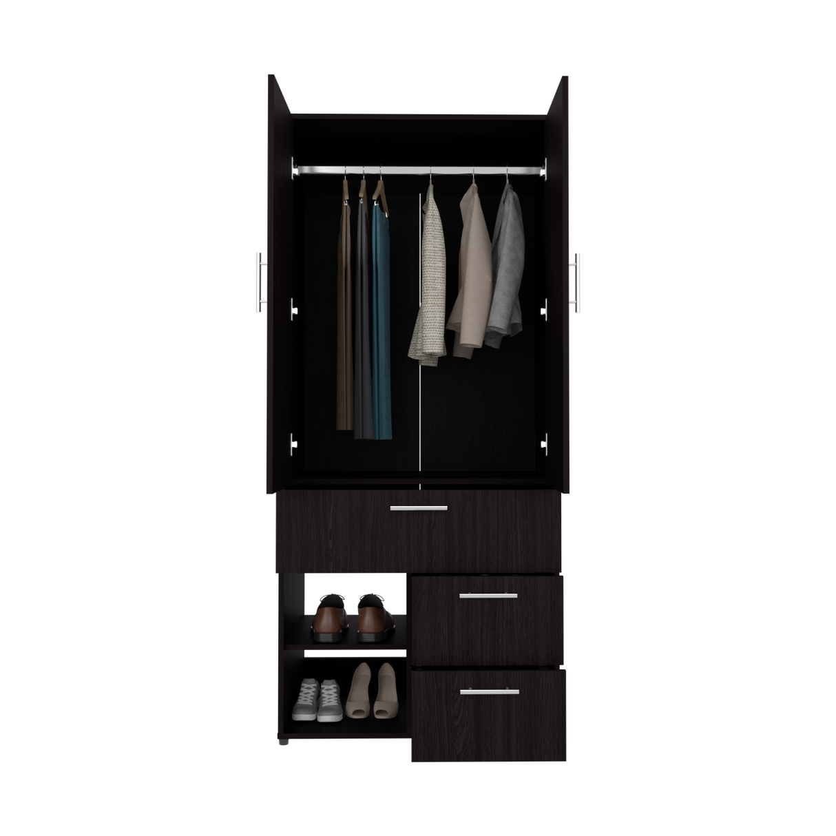 Closet Alpine Wengue 80.2x179.6cm Con Tres Cajones y Dos Puertas - CLOSETS | Bylmo