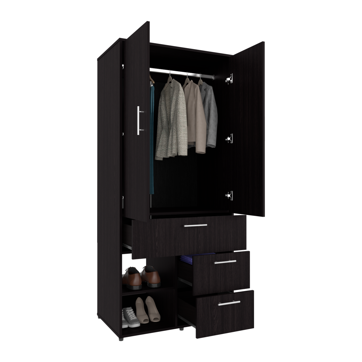 Closet Alpine Wengue 80.2x179.6cm Con Tres Cajones y Dos Puertas - CLOSETS | Bylmo
