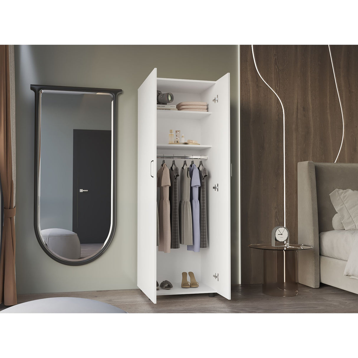 Closet Aurora Blanco 60x180cm Sin Cajones y Dos Puertas - CLOSETS | Bylmo