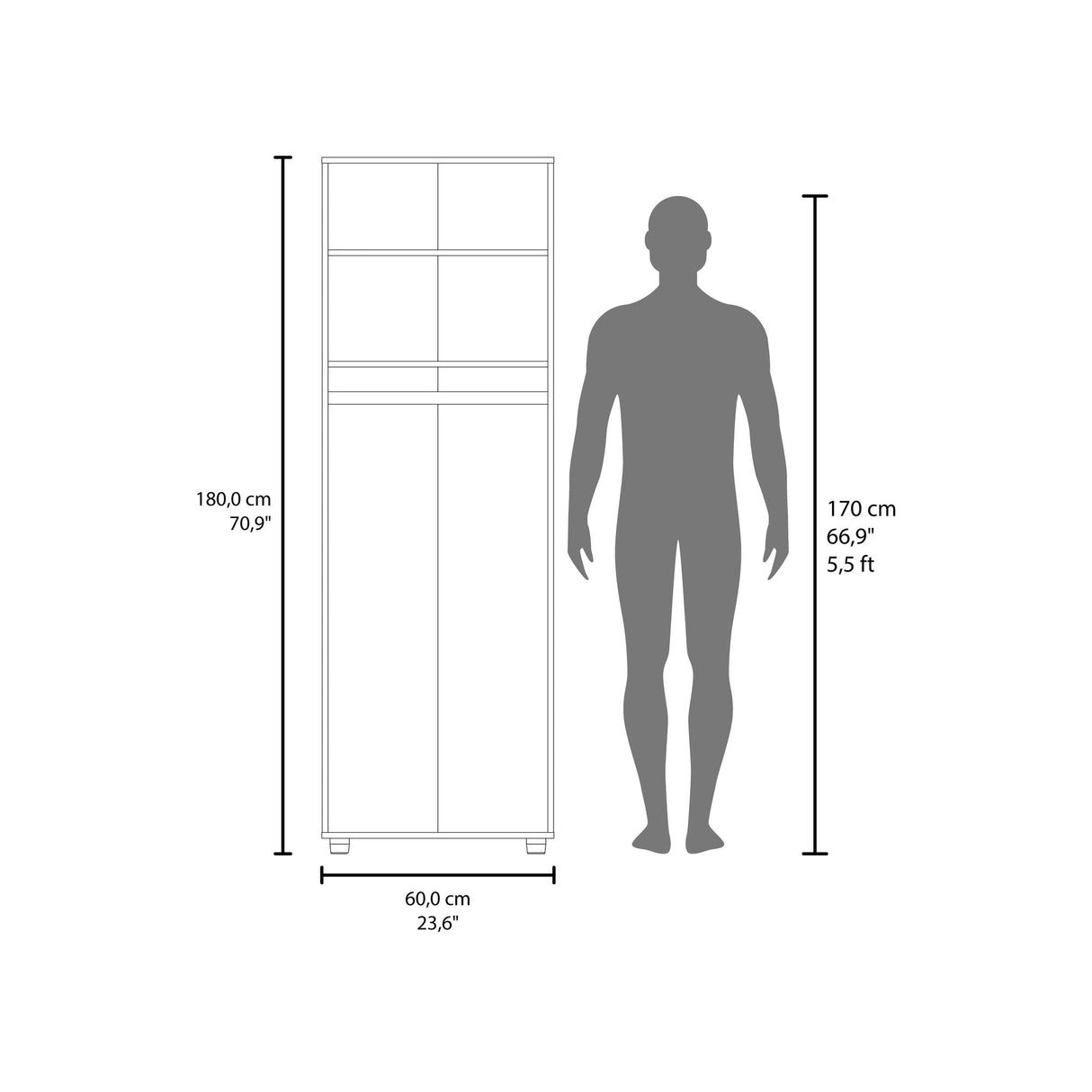 Closet Aurora Blanco 60x180cm Sin Cajones y Dos Puertas - CLOSETS | Bylmo