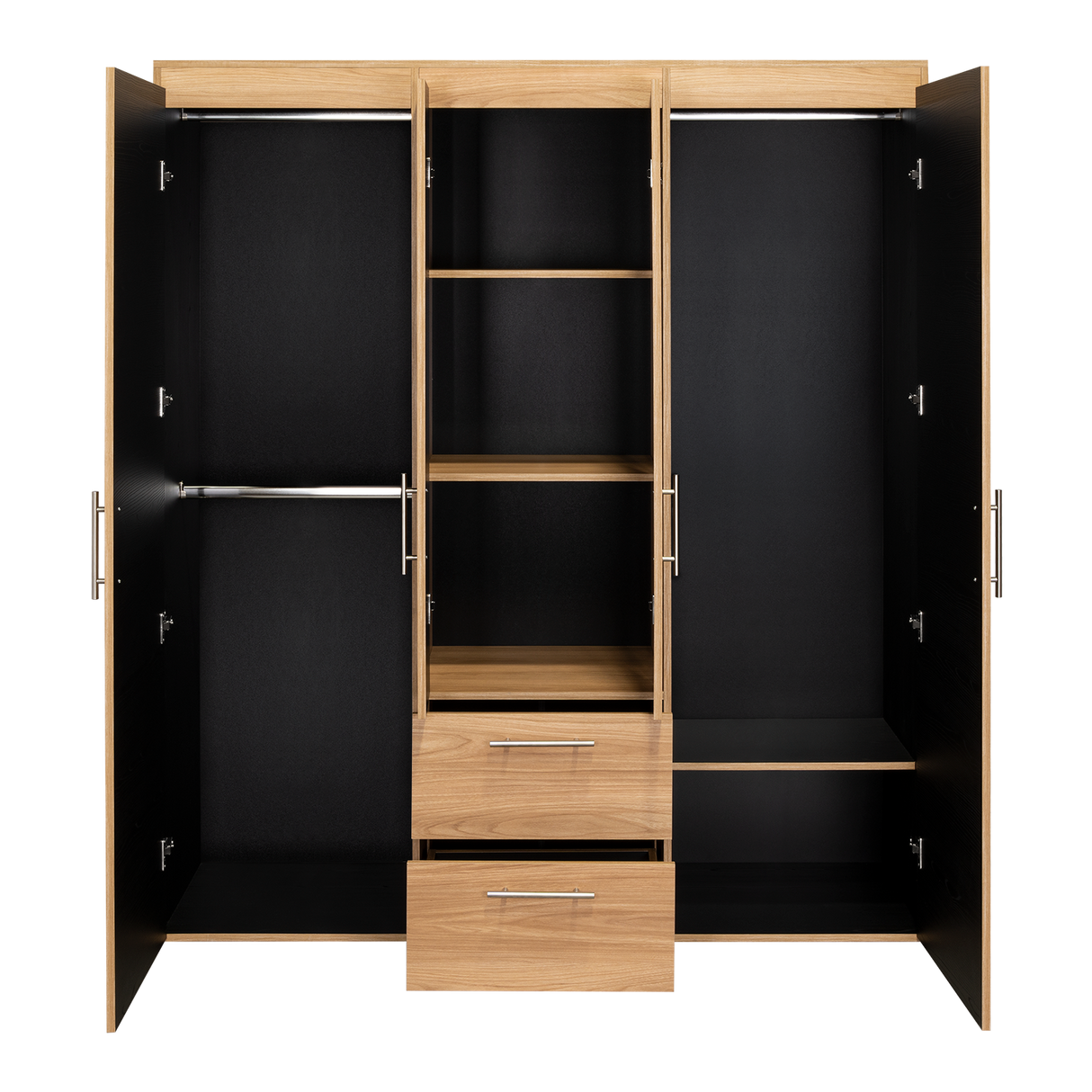 Closet Bariloche Eco Fresno Europeo y Wengue 150.3x177.9cm Con Dos Cajones y Cuatro Puertas - CLOSETS | Bylmo