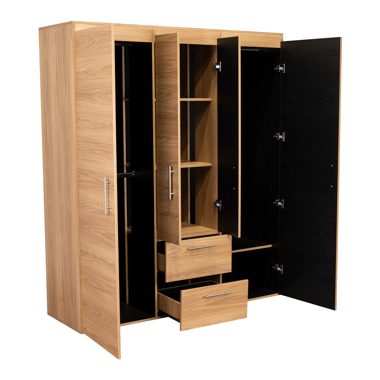 Closet Bariloche Eco Fresno Europeo y Wengue 150.3x177.9cm Con Dos Cajones y Cuatro Puertas - CLOSETS | Bylmo