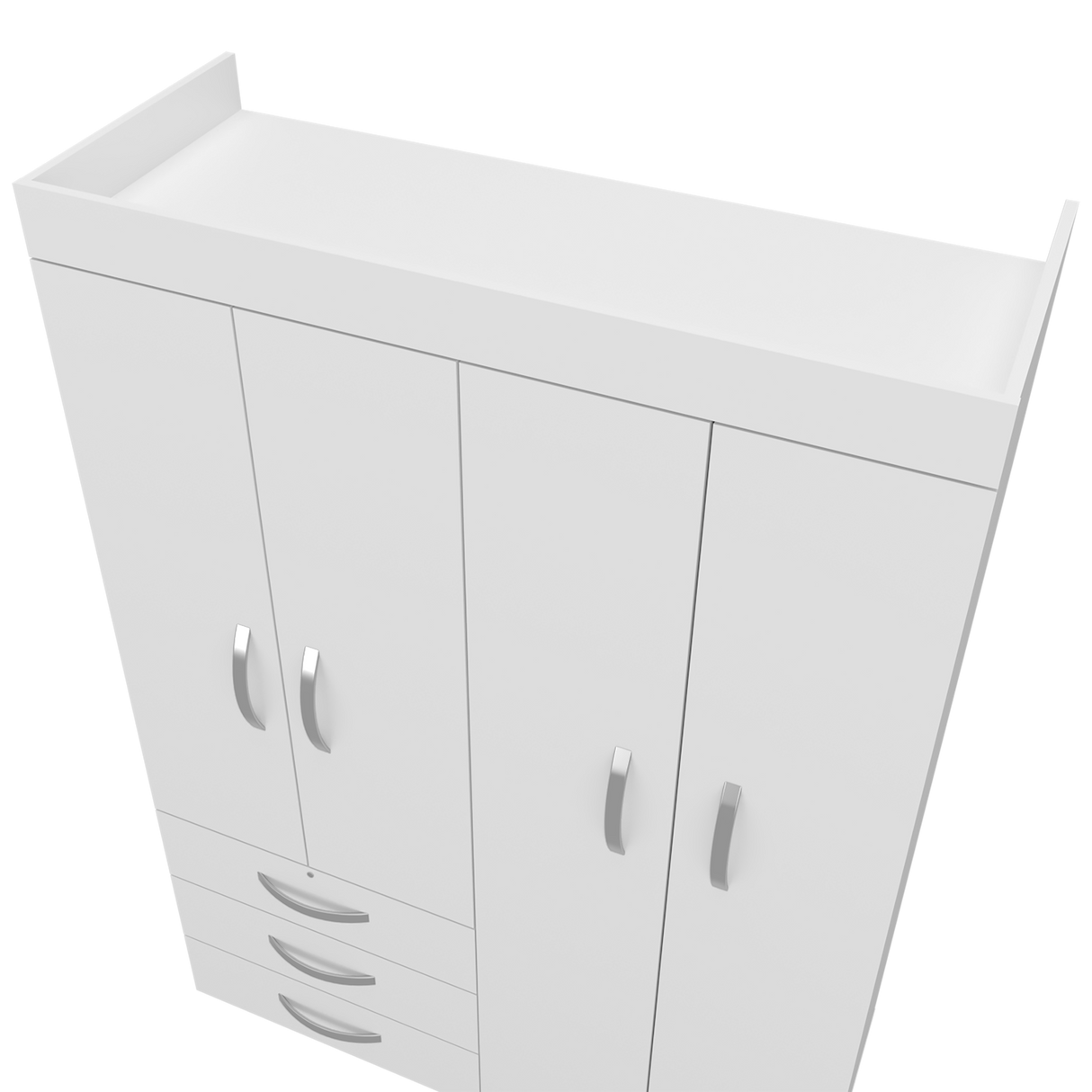 Closet Denver Blanco 119.2x172.8cm Con Tres Cajones y Cuatro Puertas - CLOSETS | Bylmo