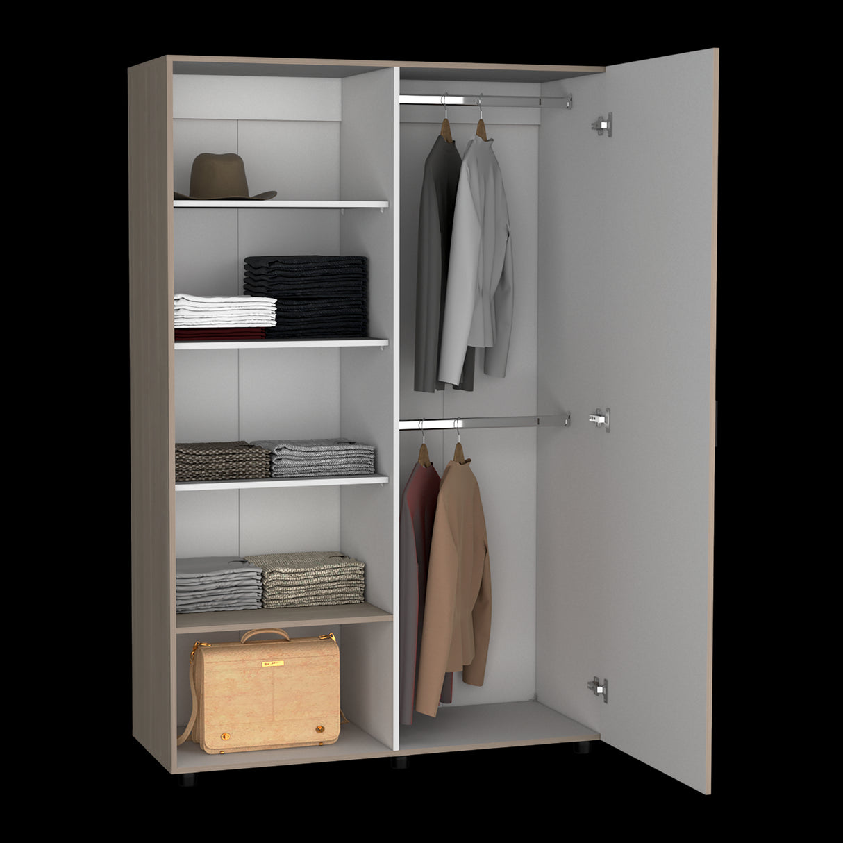 Closet Eco Bardolino y Blanco 120.1x184cm Sin Cajones y Una Puerta - CLOSETS | Bylmo