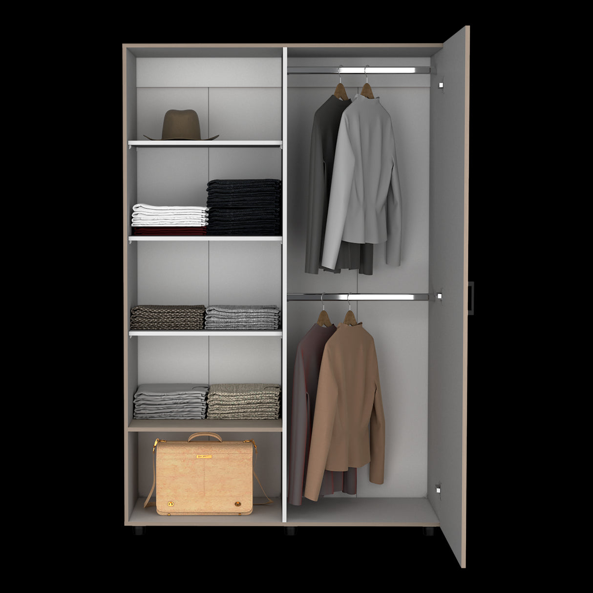 Closet Eco Bardolino y Blanco 120.1x184cm Sin Cajones y Una Puerta - CLOSETS | Bylmo