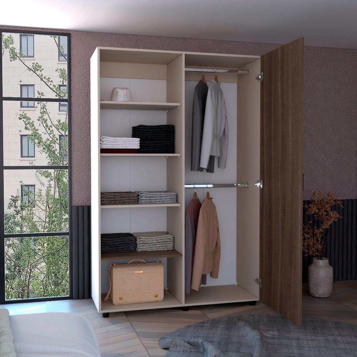 Closet Eco Capri y Milan 120.1x184cm Sin Cajones y Una Puerta - CLOSETS | Bylmo