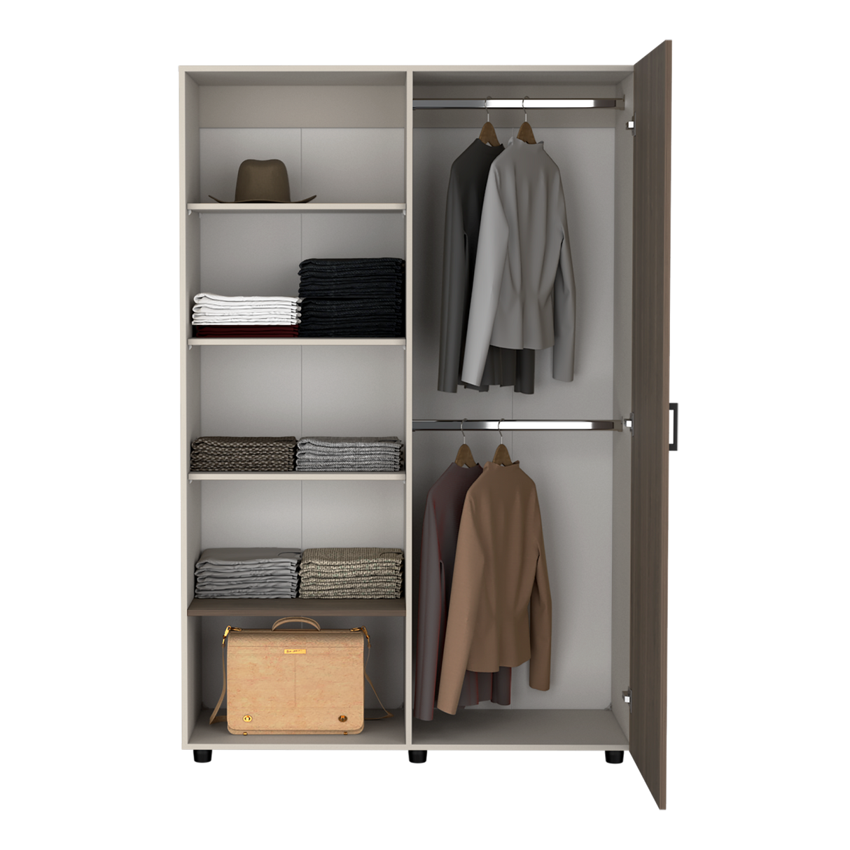 Closet Eco Capri y Milan 120.1x184cm Sin Cajones y Una Puerta - CLOSETS | Bylmo