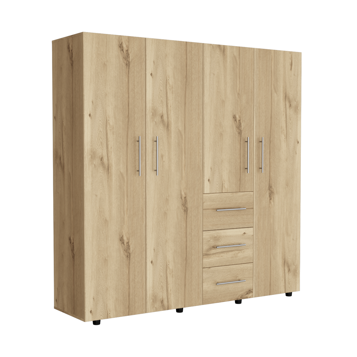 Closet Harlem Eco Duna y Blanco 181x184cm Con Tres Cajones y Cuatro Puertas - CLOSETS | Bylmo