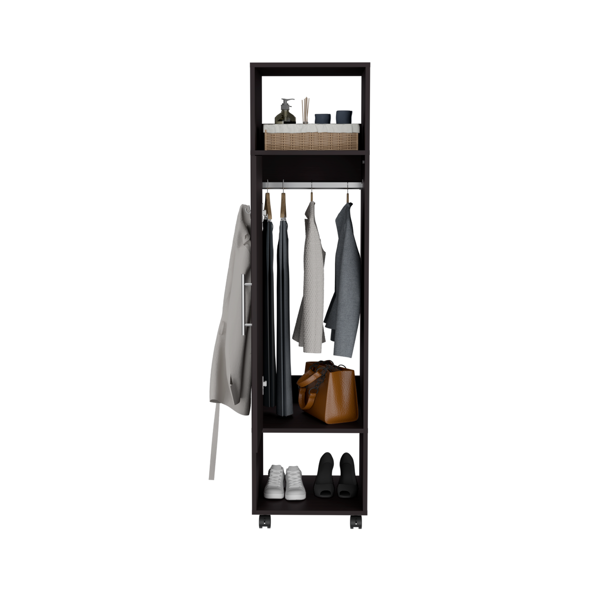 Closet Custer Wengue 40x160cm Sin Cajones Una Puerta y Espejo - CLOSETS | Bylmo