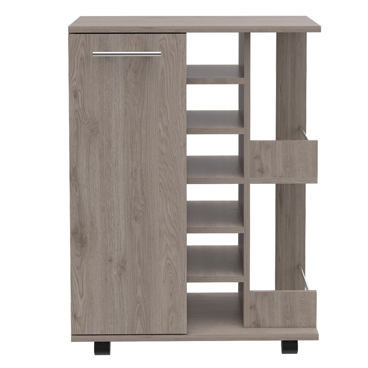 Bar Carro Cart Ceniza 60x82.1cm Con Seis Portabotellas - BARES | Bylmo