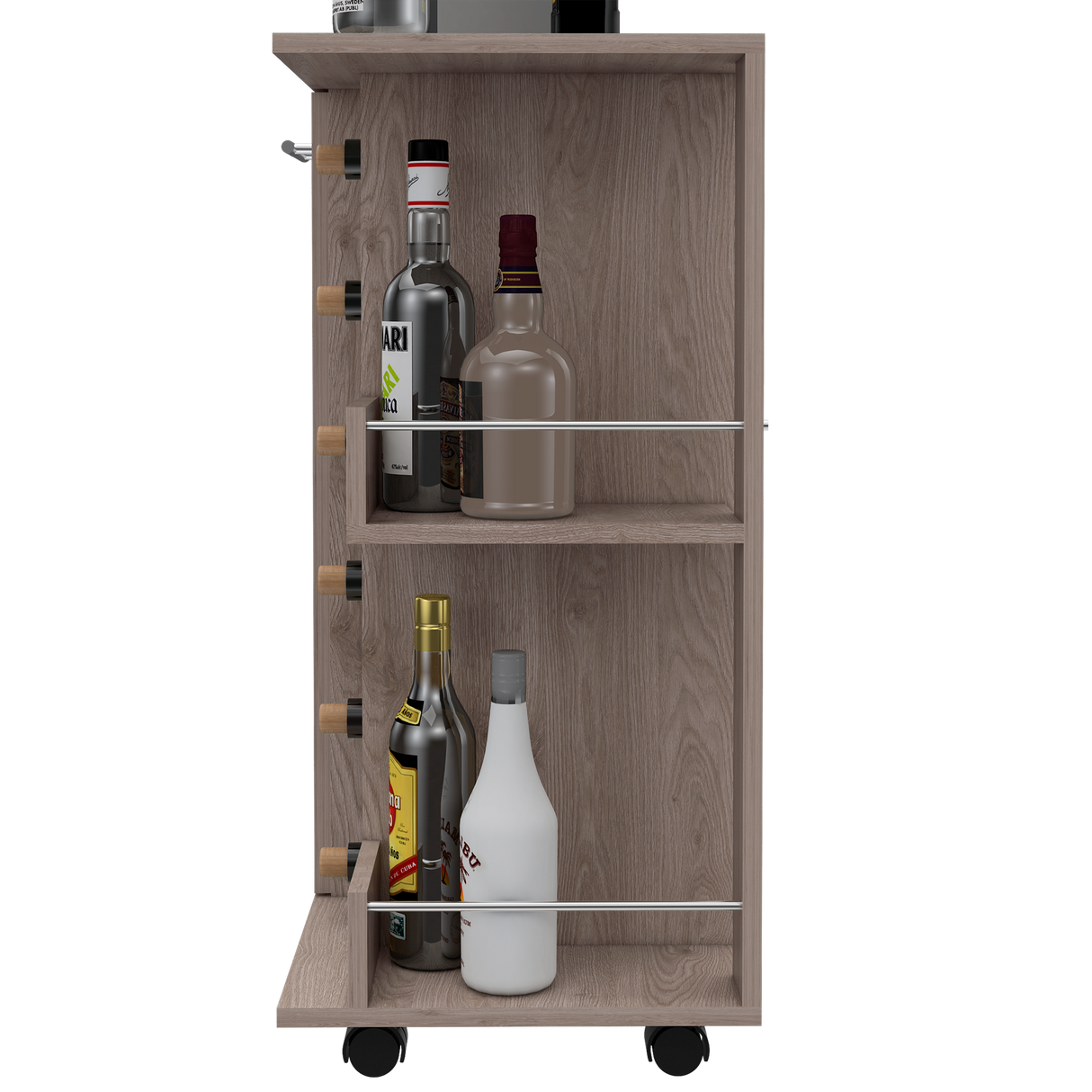 Bar Carro Cart Ceniza 60x82.1cm Con Seis Portabotellas - BARES | Bylmo