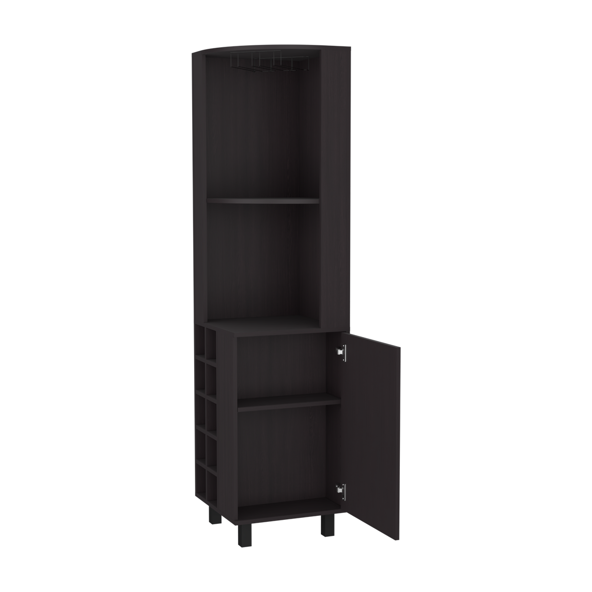 Bar Esquinero Kaia Plus Fresno Europeo y Wengue 45x180cm Con Diez Portabotellas - BARES | Bylmo